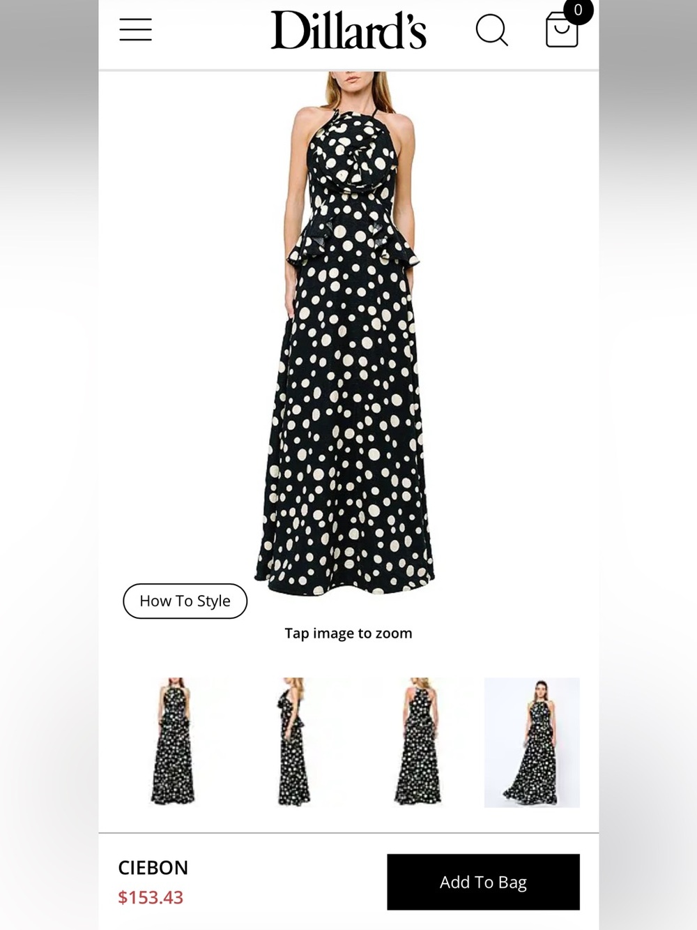 CIEBON Black and White Polka Dot Halter Maxi Dress